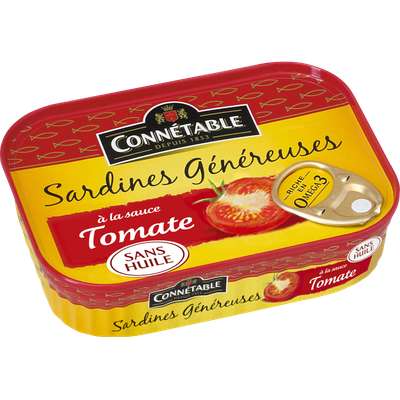 Sardines Généreuses à la sauce tomate et sans huile, Connetable (140 g)