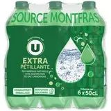 Pack d'eau minérale gazeuse extra pétillante, U (6 x 50 cl)