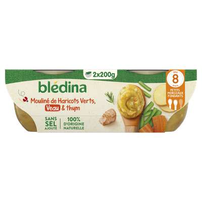 Bols haricots verts, carottes et veau Idée de Maman - dès 8 mois, Blédina (2 x 200 g)
