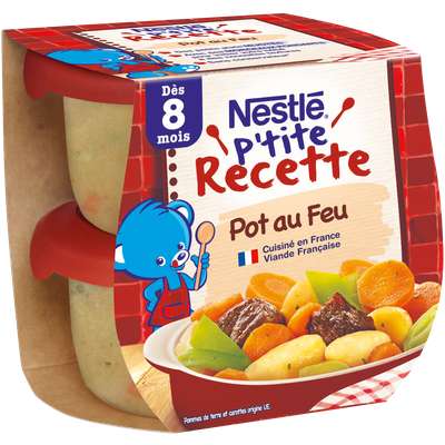 P'tite Recette pot au feu de boeuf - dès 8 mois, Nestlé (2 x 200 g)