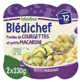 Blédichef  plats bébé fondue de courgettes, petits macaroni - dès 12 mois, Blédina (2 x 230 g)