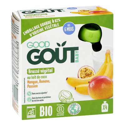 Brassé végétal Coco mangue banane - dès 6 mois, Good Goût (4 x 85 g)