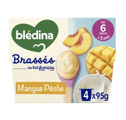 Brassés saveur mangue pêche - dès 6 mois,  Blédina  (4 x 95 g)