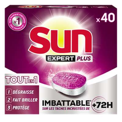 Tablettes lave vaisselle expert + standard, Sun (x 40)