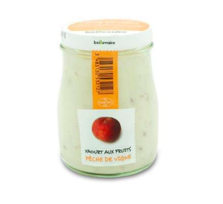 Yaourt à l'ancienne aux fruits pêche de vigne, Beillevaire (180 g)