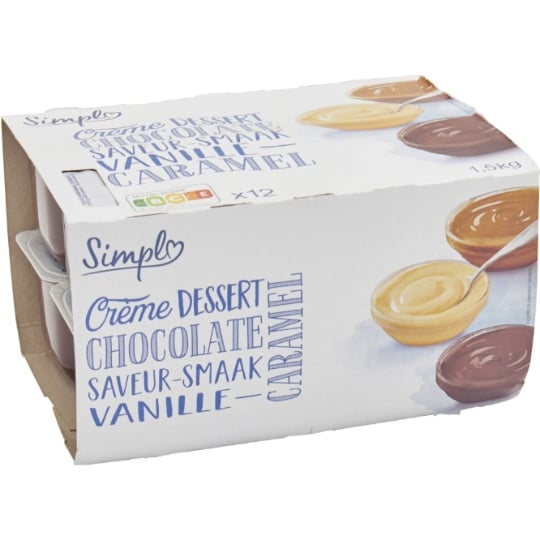 Crème dessert chocolat, vanille, caramel SIMPL