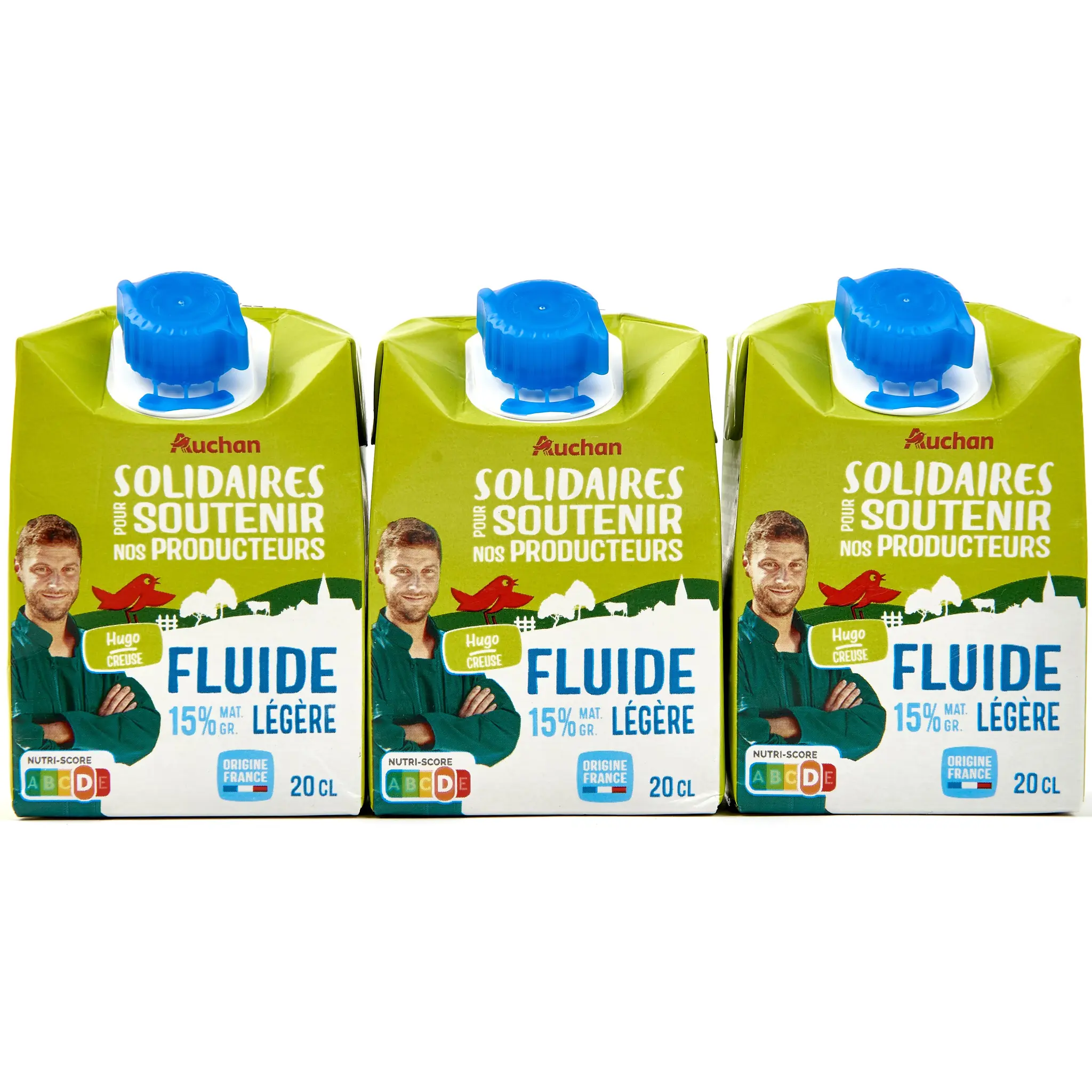 AUCHAN SOLIDAIRES CULTIVONS LE BON Crème fluide légère 15% MG UHT