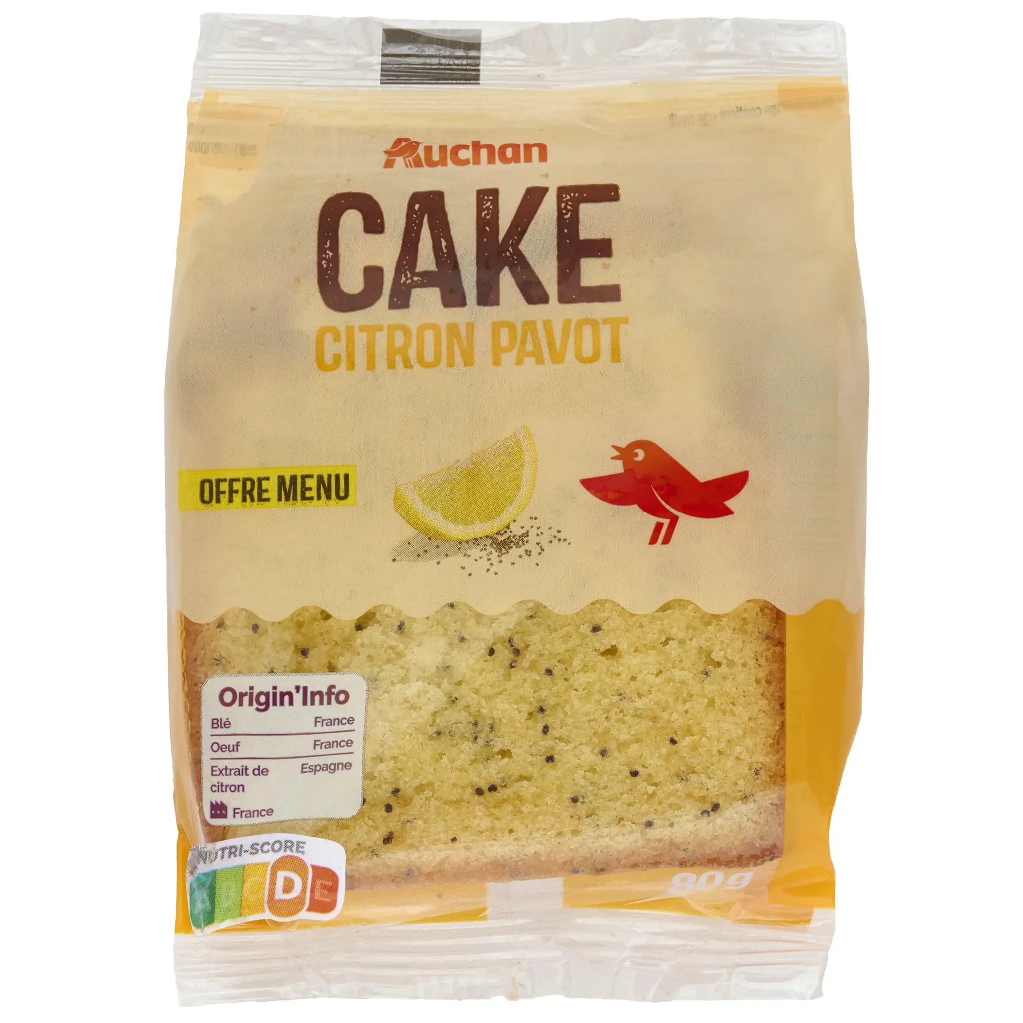 AUCHAN Cake citron pavot