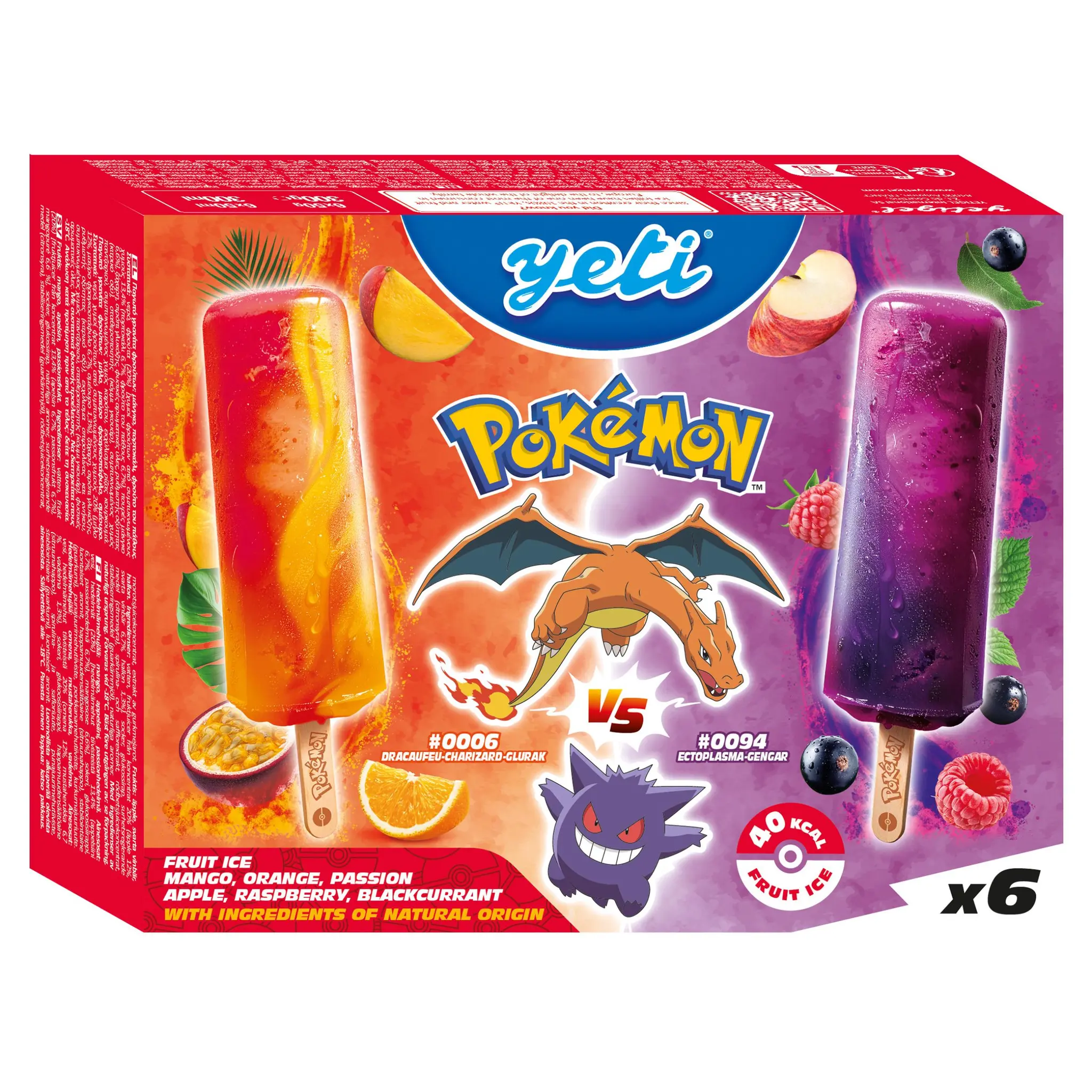 YETI Bâtonnets glacés mangue orange passion pomme framboise cassis