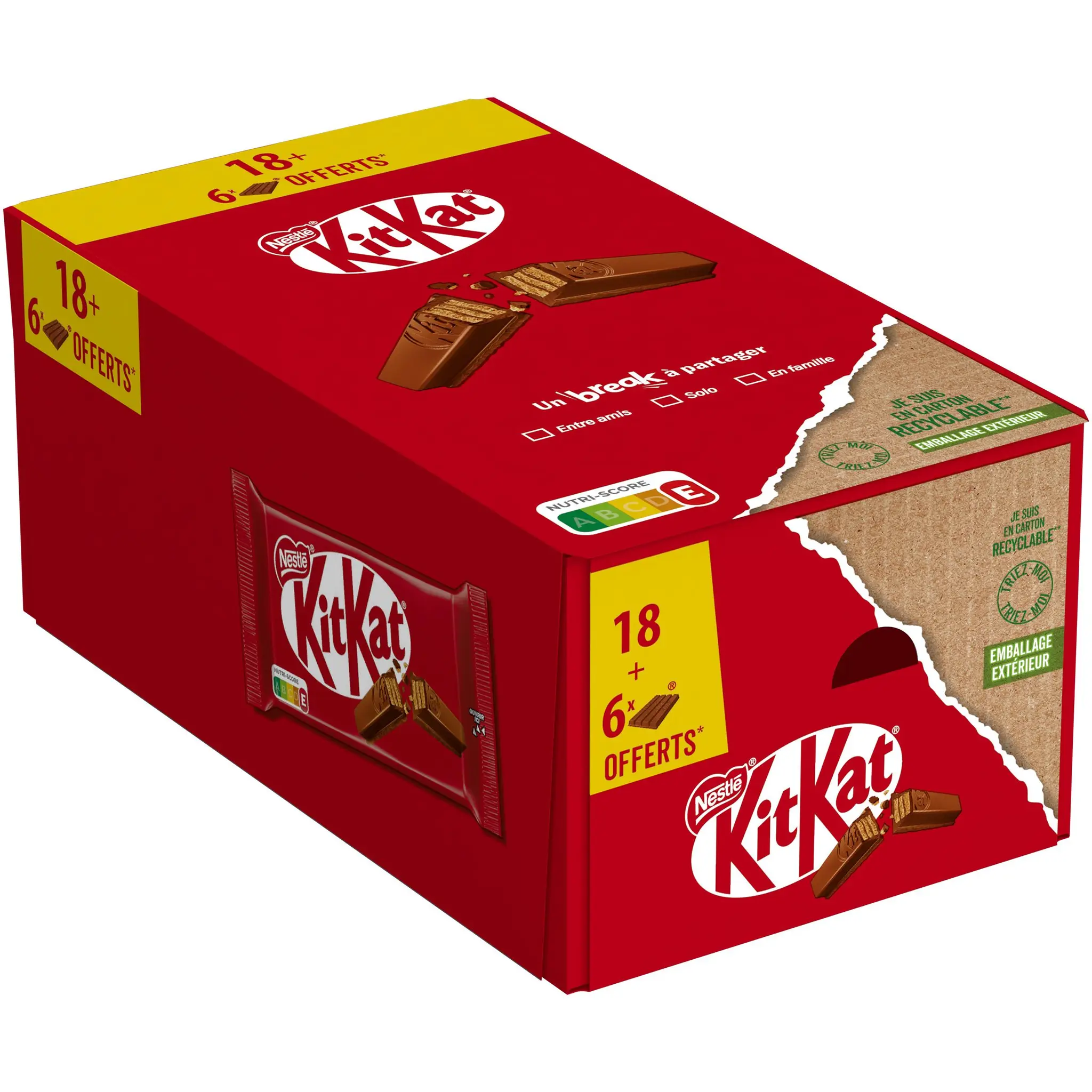 NESTLE Kit Kat barres de chocolat au lait