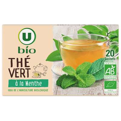 Thé vert menthe, U Bio x 20 sachets (36 g)