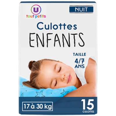 Culottes énurésie 4-7 ans / 17-30 kg, U TOUT PETITS (x 15)