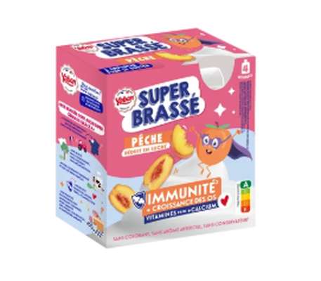 Super brassé saveur pêche, Yabon (4 x 80 g)