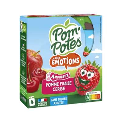 Gourdes pomme fraise cerise amoureux, Pom'Potes (4 x 90 g)
