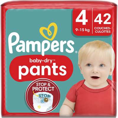 Couches baby dry pants T4 / 9-15 kg, Pampers (x 42)
