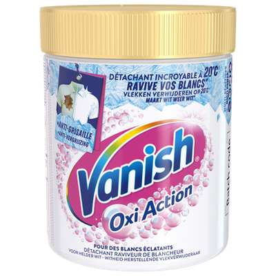Détachant poudre raviveur de blancheur textile oxi action, Vanish (940 g)