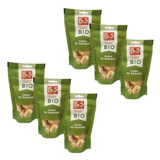 Lot 6x Chips De Bananes Bio - B&s - Sachet 70g B&S