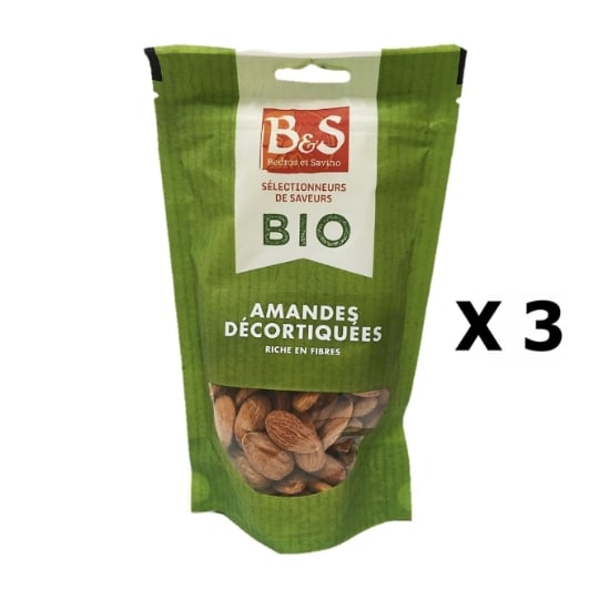 Lot 3x Amandes Décortiquées Bio - B&s - Paquet 125g B&S