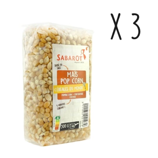 Sabarot - Lot X3 Maïs Pop Corn - Sachet 500g SABAROT