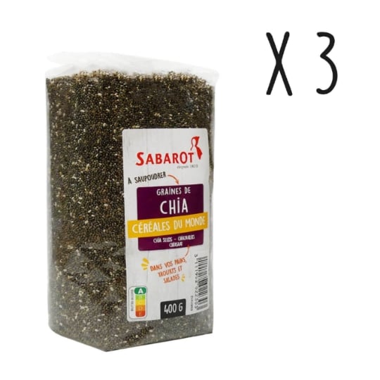 Sabarot - Lot X3 Graines De Chia - Sachet 400g SABAROT