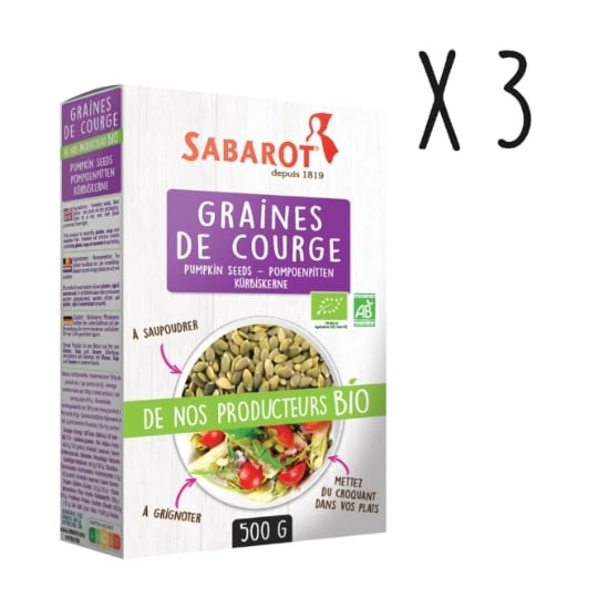 Sabarot - Lot X3 Graines De Courges Bio - Étui 500g SABAROT