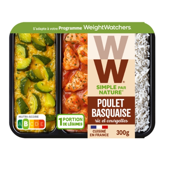 Plat Cuisiné Poulet Basquaise Riz Basmati et Courgettes WW
