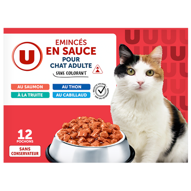 Sachets fraicheur pour chat Emincés en sauce poissons 12x100g