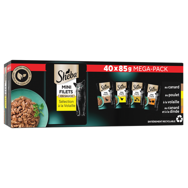 Sachet fraîcheur Mini filets à la volaille en sauce pour chat SHEBA -40x85g