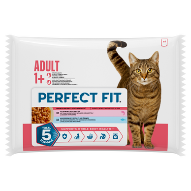Sachets fraîcheur chat stérilisé aux poissons en sauce PERFECT FIT - 4x85g