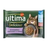 Sachets fraîcheur pour chats stérilisés saumon/thon/truite&poissons del'océan ULTIMA - 4x85g