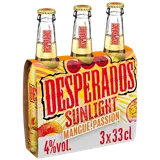 Bière aromatisée à la mangue et passion DESPERADOS SUNLIGHT 4° - Bouteilles 3x33cl