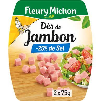 Dés de jambon -25% de sel FLEURY MICHON - 2x75g