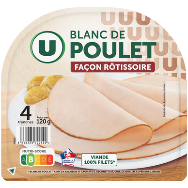 Blanc de Poulet façon rôtissoire - x4 tranches, 120g