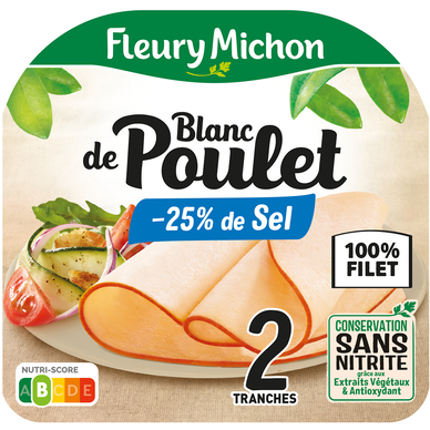 Blanc de Poulet -25% de sel FLEURY MICHON 2 tranches - 80g