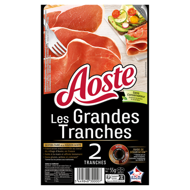 Jambon Cru Grandes Tranches - AOSTE - 2 tranches - 55g
