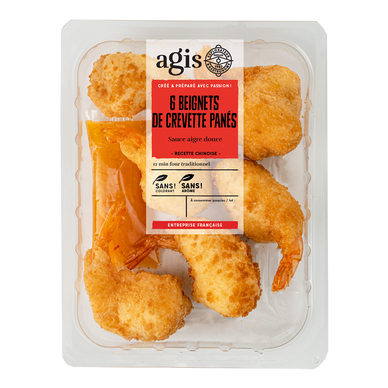 Beignets crevette panés + sauce aigre douce, 6 pièces, 140g