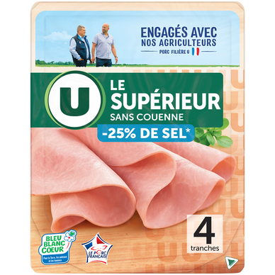 Jambon Supérieur sans couenne -25% sel - x4 tranches, 160g