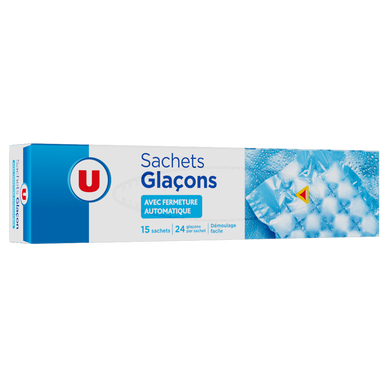 Sachets à glaçons  15 sachets de 24 glaçons