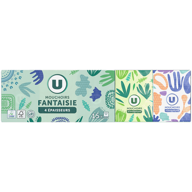 Mouchoirs 4 plis fantaisies  étuis 15x9