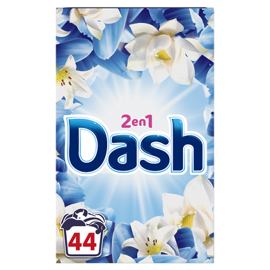 Poudre détergente DASH 2en1 air frais/fleurs blanches 2,2kg