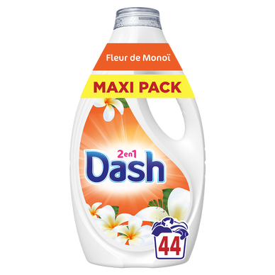 Lessive liquide DASH 2 en 1 Fleur de Monoï 1,98L 44 lavages