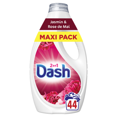 Lessive DASH 2en1 jasmin & rose de mai 44 lavages 1.98L