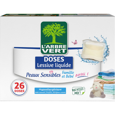 Capsules lessive hypoallergénique L'ARBRE VERT x26