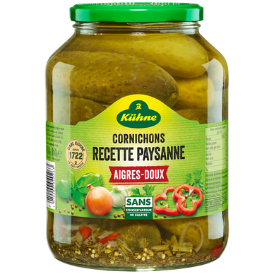 Cornichons aigre-doux à la paysanne KHUNE, 850g