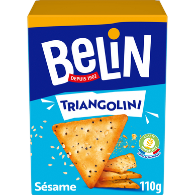 Biscuits apéritifs Crackers triangolini sésame BELIN Lu, 110g
