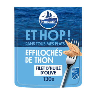 Éffilochés de thon Filet d'Huile d'Olive Mscet hop dans mes plats PETIT NAVIRE 130g