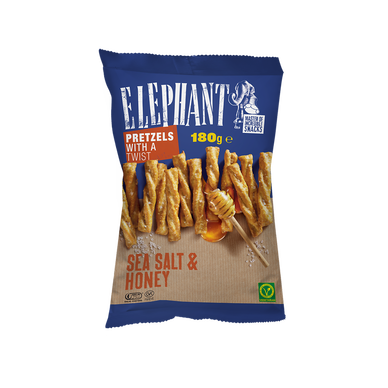 Bretzels twisté au miel et sel de mer ELEPHANT 180g