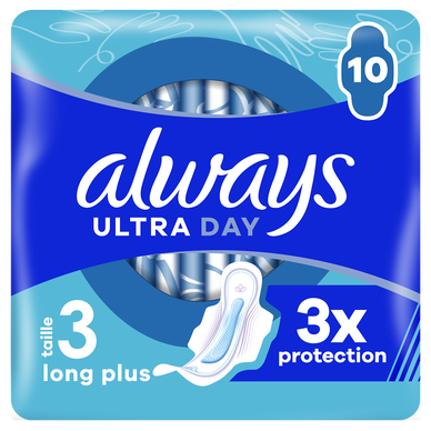 Serviettes hygiéniques ultra jour & nuit taille 3 avec ailettes ALWAYSx10