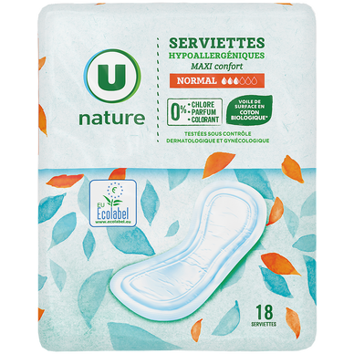 Serviettes hygiéniques maxi normal - x18