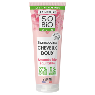 Shampooing cheveux doux lait amande et protéines riz SO BIO, 250ml